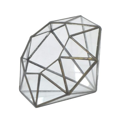 Three Hands Diamond Metal/Glass Terrarium   
